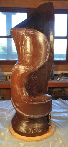 Harry Pollitt - creating Sentinel glass sculpture wax in progress