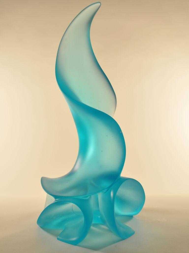 Harry Pollitt - pale copper blue Escape Velocity glass sculpture