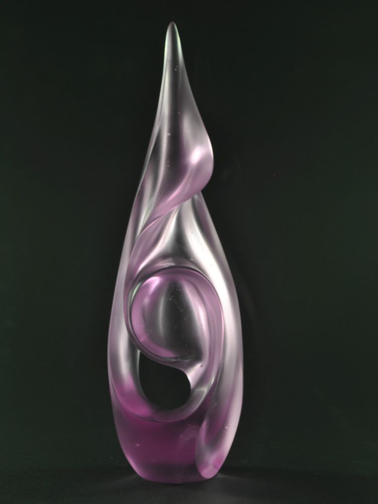 Harry Pollitt - 10" high glass sculpture in purple