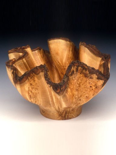 Oceania, undulating, maple burl sculpture from bark-edge Maple by Harry Pollitt