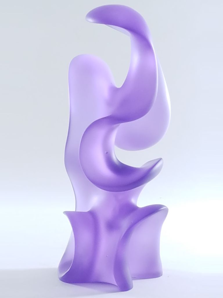 The swirls and dark-edged hyacinth-color of this Pollitt sculpture suggested its ethereal name - Aura.