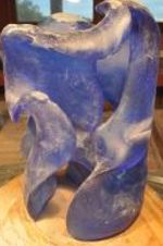 The rough glass sculpture produced from the kiln after the lost wax process